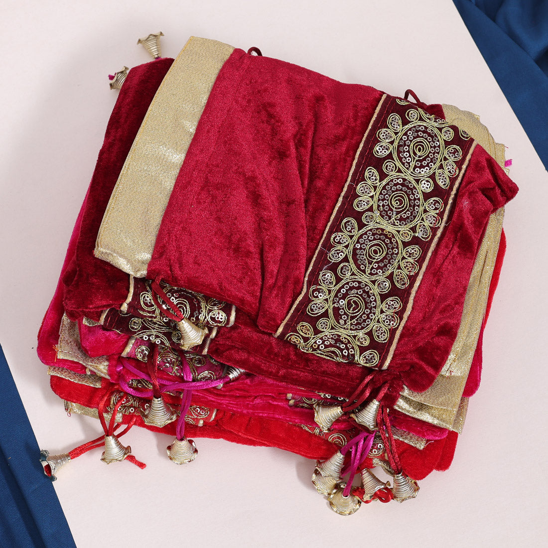 Assorted Color 15 Potli Velvet Bags (PTB230CMB)