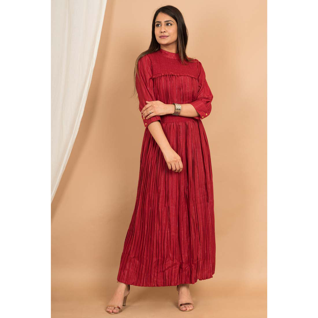 Maroon Color Rayon Solid Ethnic Gown (RED1141MRN-XL)