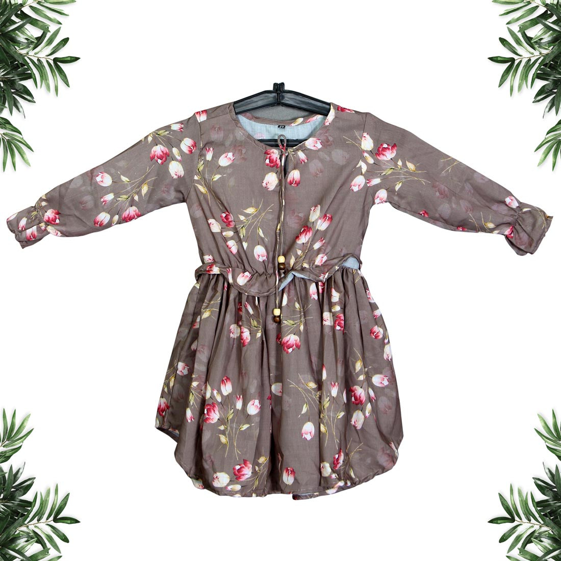 Beige Color Rayon Kids Dress (RKDD169BG-34)