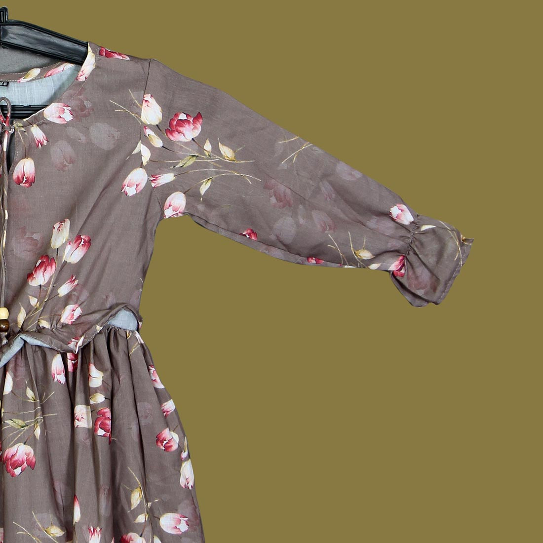 Beige Color Rayon Kids Dress (RKDD169BG-34)