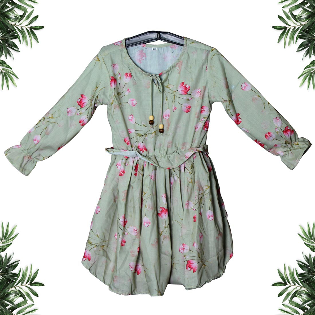 Pista Green Color Rayon Kids Dress (RKDD169PGRN-28)