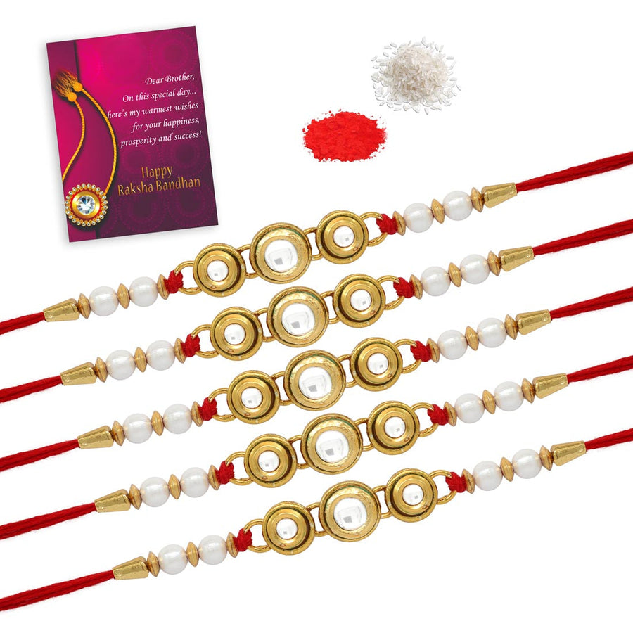 White Color Combo Of 5 Pieces Rakhi (RKH319CMB)