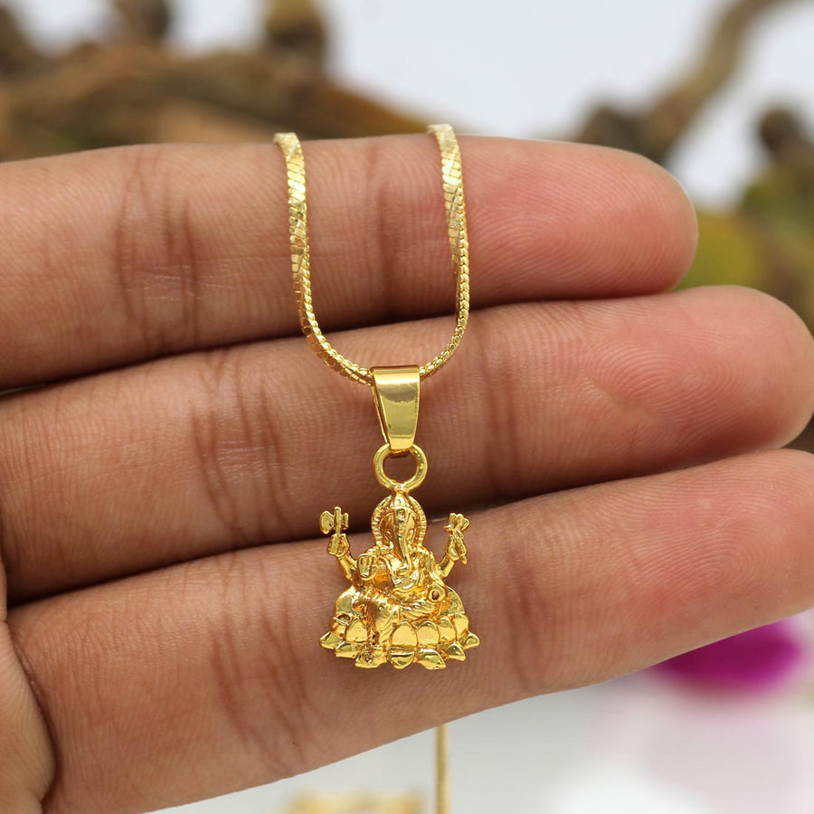 Gold Color Lord Ganesha Temple Locket (TL103GLD)