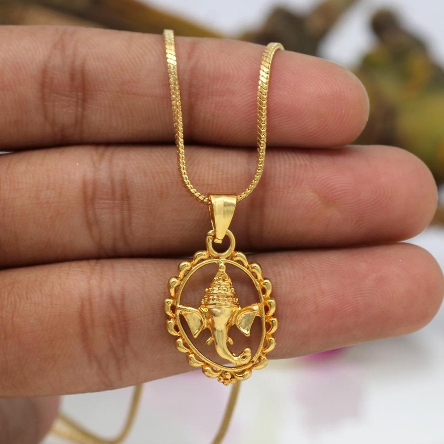 Gold Color Lord Ganesha Temple Locket (TL111GLD)
