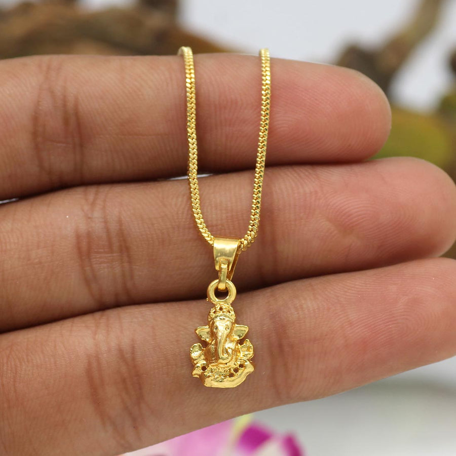 Gold Color Lord Ganesha Temple Locket (TL116GLD)