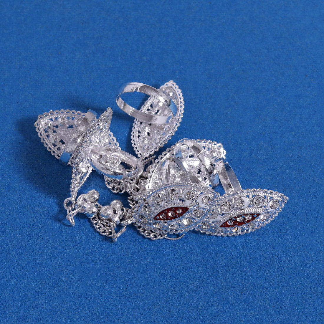 Multi Color Assorted Design Toe Rings (Bichhiya) Combo Of 2 Pairs (TOER203CMB)
