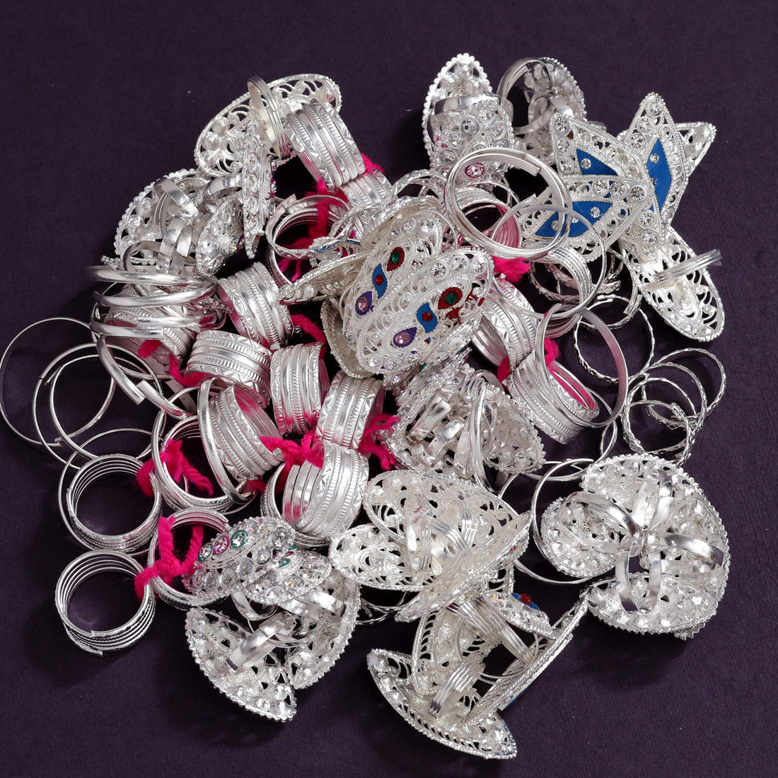 50 Pairs Toe Rings (Bichhiya) Assorted Color & Design Combo (TOER233CMB)