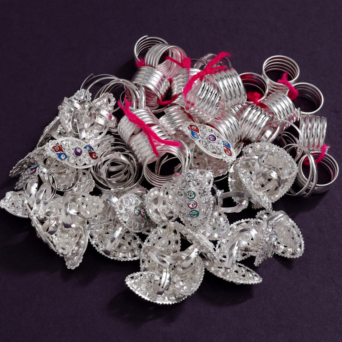 50 Pairs Toe Rings (Bichhiya) Assorted Color & Design Combo (TOER234CMB)