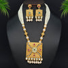 Maroon & Green Color Matte Gold Temple Necklace Set (TPLN250MG)