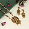 Green Color Lord Ganesha Rajwadi Matte Gold Temple Necklace Set (TPLN258GRN)