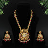 Maroon Color Rajwadi Matte Gold Temple Necklace Set (TPLN262MRN)