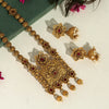 Maroon Color Rajwadi Matte Gold Temple Necklace Set (TPLN263MRN)