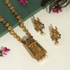 Green Color Rajwadi Matte Gold Temple Necklace Set (TPLN264GRN)