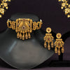Rani Color Choker Matte Gold Temple Necklace Set (TPLN295RNI)