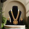 Maroon & Green Color Matte Gold Temple Necklace Set (TPLN298MG)