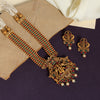 Rani & Green Color Vilandi Kundan Long Matte Gold Temple Necklace Set (TPLN312RNIGRN)