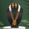 Rani & Green Color Vilandi Kundan Long Matte Gold Temple Necklace Set (TPLN315RNIGRN)