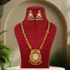 Maroon Color Vilandi Kundan Matte Gold Temple Necklace Set (TPLN323MRN)