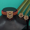 Rani Color Choker Matte Gold Temple Necklace Set (TPLN431RNI)