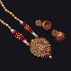 Maroon Color Matte Gold Temple Necklace Set (TPLN447MRN)