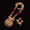 Maroon Color Matte Gold Temple Necklace Set (TPLN451MRN)