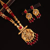 Maroon Color Vilandi Kundan Long Matte Gold Temple Necklace Set (TPLN474MRN)