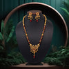 Maroon Color Long Matte Gold Temple Necklace Set (TPLN475MRN)