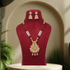 Maroon Color Long Matte Gold Temple Necklace Set (TPLN562MRN)