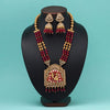 Rani Color Meena Work Vilandi Kundan Matte Gold Temple Necklace Set (TPLN592RNI)