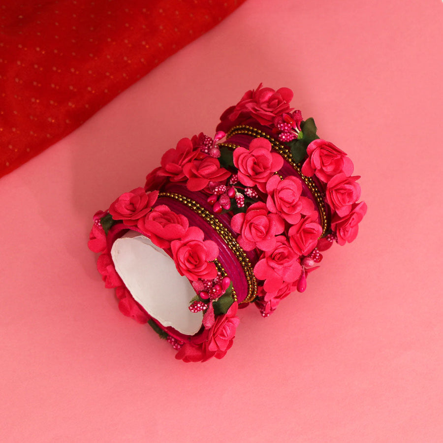 Rani Color Floral Bangles Set: 2.8 (TRB158RNI-2.8)