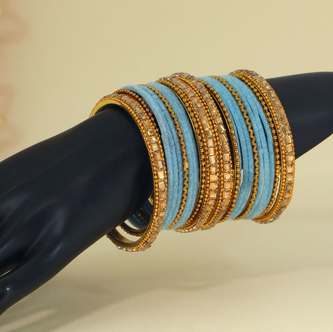 Firozi Color Velvet Bangle Set Size: 2.8 (TRB168FRZ-2.8)