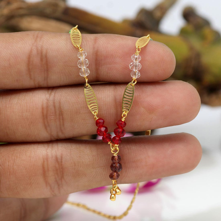 Multi Color Rhinestone Traditional Necklace (Mala) (TRDN140MLT)