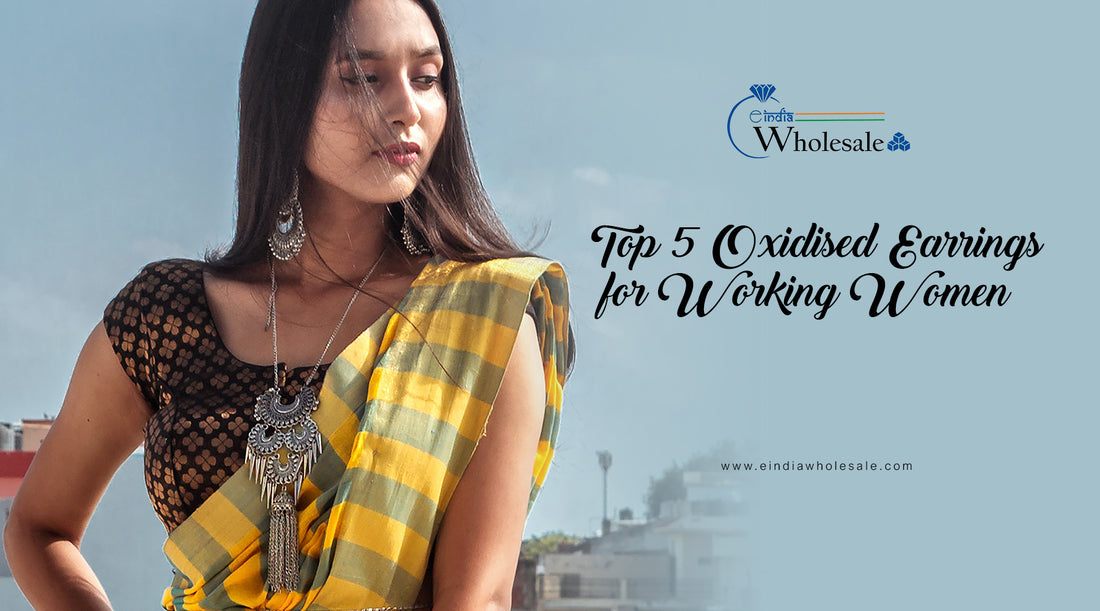 oxidised earrings for working woman