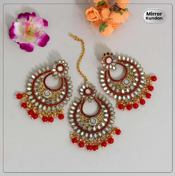 Kundan Maangtikka Earrings Set