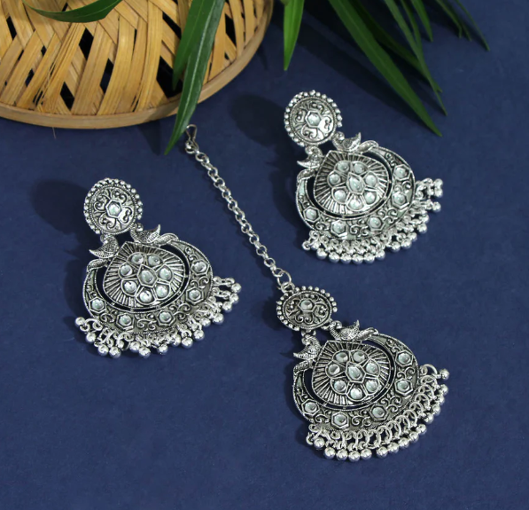 Wholesale Oxidised Earrings Tikka Set
