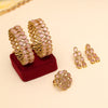 Pink Color 1 Pair Of American Diamond Bracelet & Ring & Earrings (ADB101CMB)