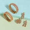 Pink Color 1 Pair Of American Diamond Bracelet & Ring & Earrings (ADB101CMB)