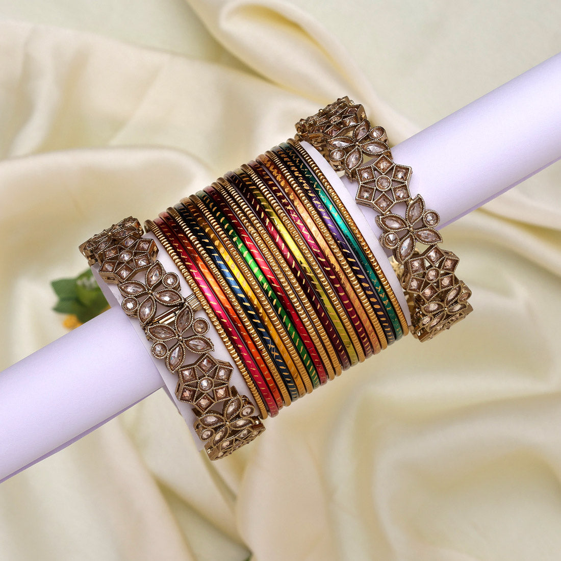 Multi Color American Diamond Bangle Set: Size: 2.6 (ADB286MLT-2.6)