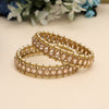 Gold Color 1 Pair Of American Diamond Bangle Size: 2.8 (ADB295GLD-2.8)