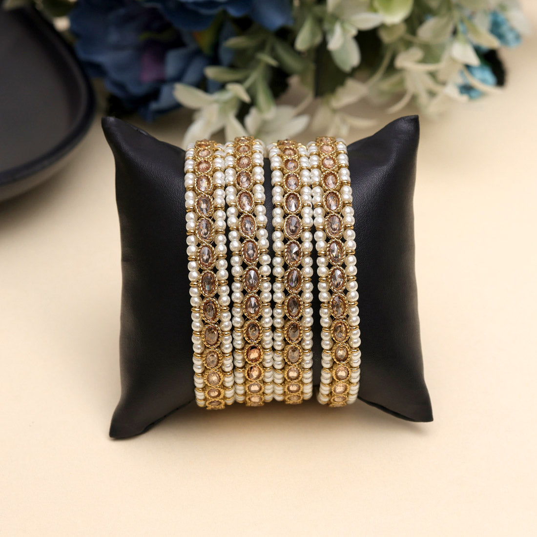 Gold Color American Diamond Bangle Set: Size: 2.8 (ADB297GLD-2.8)