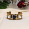 Blue Color Beautiful Handmade Handcuff Bracelets with Moissanite & Monalisa Stones Apala Polish on Brass Metal (ADB353BLU)