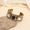 Blue Color Beautiful Handmade Handcuff Bracelets with Moissanite & Monalisa Stones Apala Polish on Brass Metal (ADB353BLU)