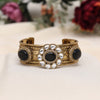 Black Color Beautiful Handmade Handcuff Bracelets with Moissanite & Monalisa Stones Apala Polish on Brass Metal (ADB354BLK)