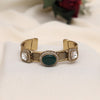 Green Color Beautiful Handmade Handcuff Bracelets with Moissanite & Monalisa Stones Apala Polish on Brass Metal (ADB356GRN)