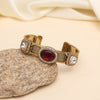 Maroon Color Beautiful Handmade Handcuff Bracelets with Moissanite & Monalisa Stones Apala Polish on Brass Metal (ADB356MRN)