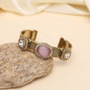 Pink Color Beautiful Handmade Handcuff Bracelets with Moissanite & Monalisa Stones Apala Polish on Brass Metal (ADB356PNK)