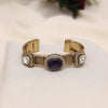 Purple Color Beautiful Handmade Handcuff Bracelets with Moissanite & Monalisa Stones Apala Polish on Brass Metal (ADB356PRP)