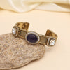 Purple Color Beautiful Handmade Handcuff Bracelets with Moissanite & Monalisa Stones Apala Polish on Brass Metal (ADB356PRP)