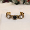 Black Color Beautiful Handmade Handcuff Bracelets with Moissanite & Monalisa Stones Apala Polish on Brass Metal (ADB357BLK)