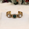 Green Color Beautiful Handmade Handcuff Bracelets with Moissanite & Monalisa Stones Apala Polish on Brass Metal (ADB357GRN)